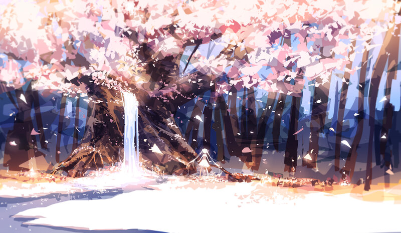 Girl under Cherry Blossoms — Pink