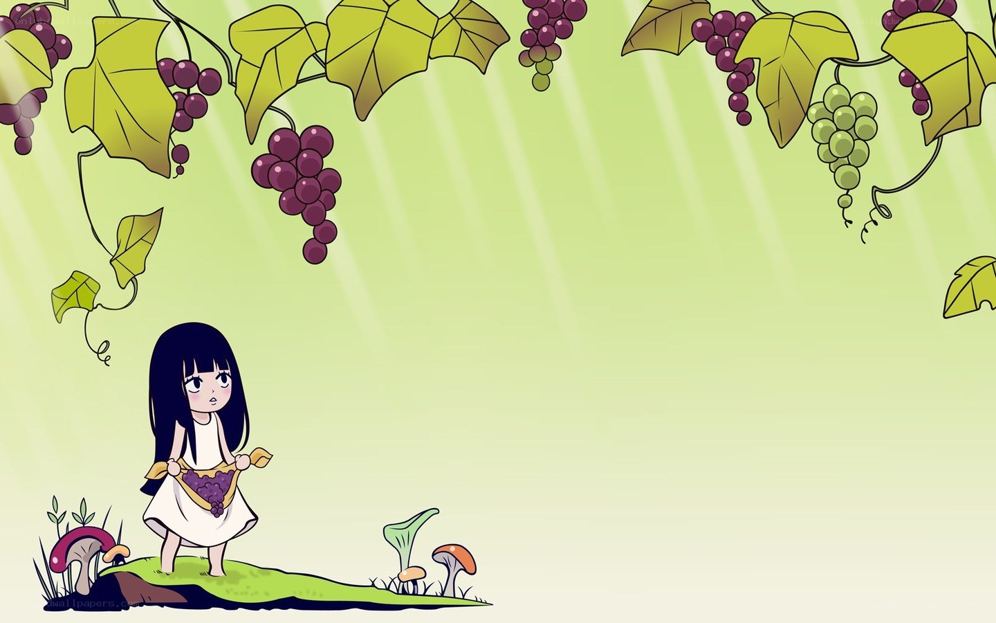 girl under grapevines