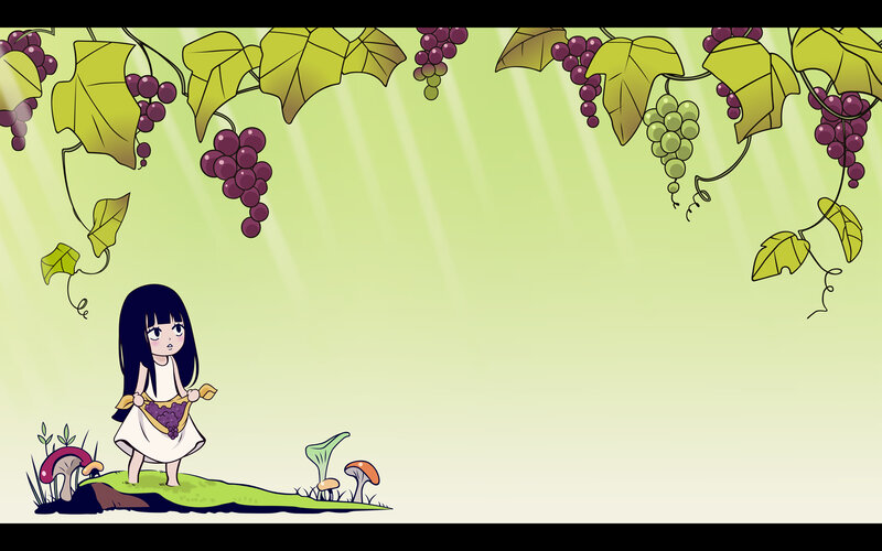 girl under grapevines