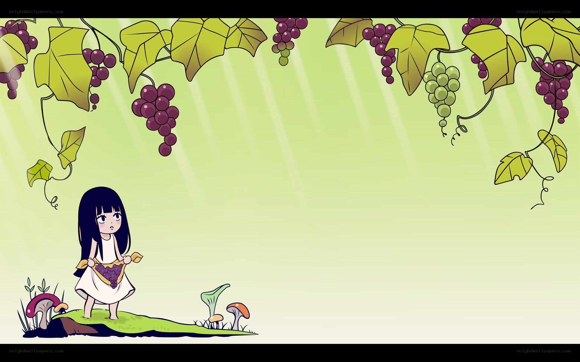 girl under grapevines