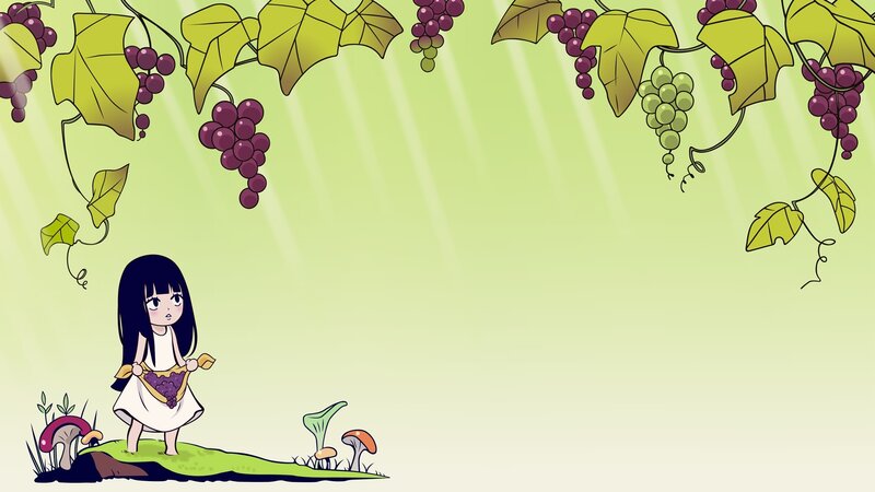girl under grapevines