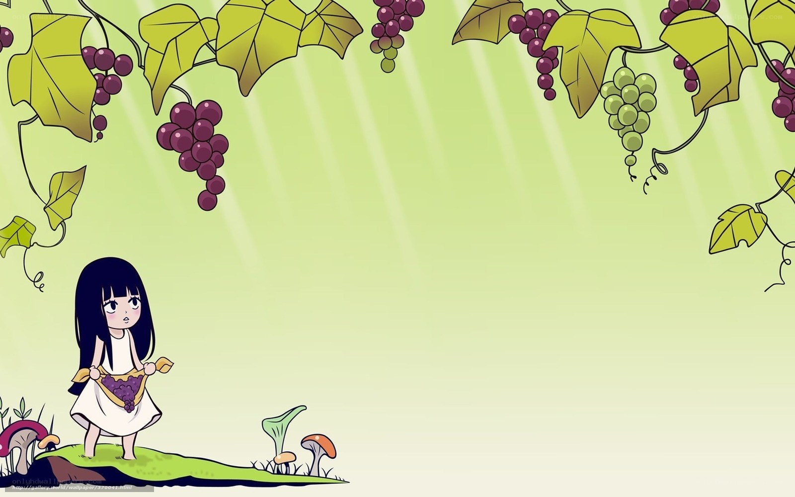 girl under grapevines