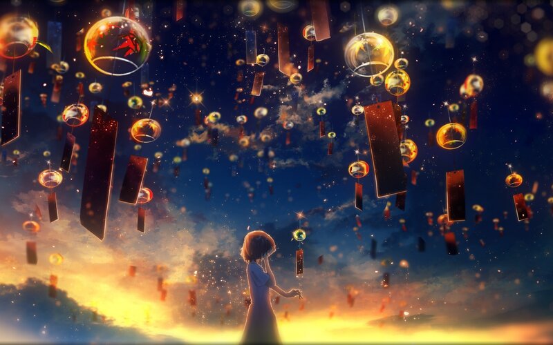 Girl under Lanterns — Blue
