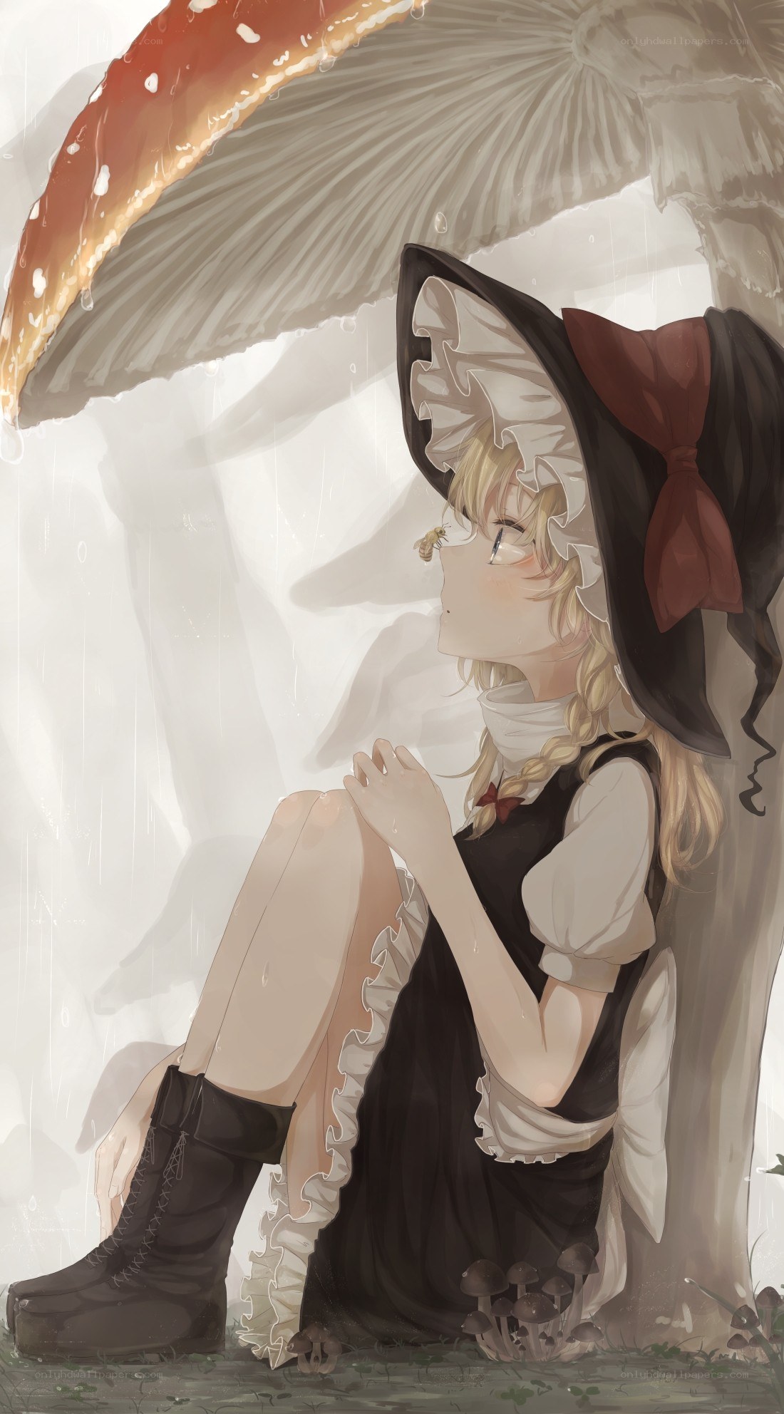 girl under mushroom umbrella
