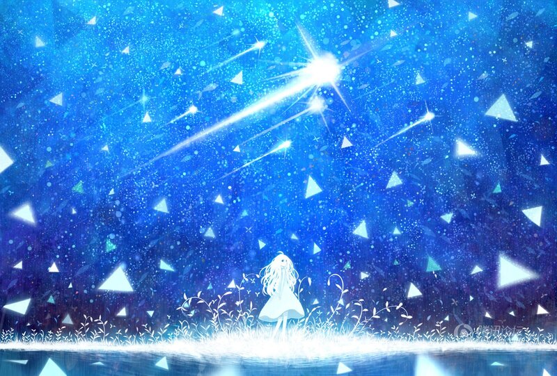 Girl under Shooting Stars