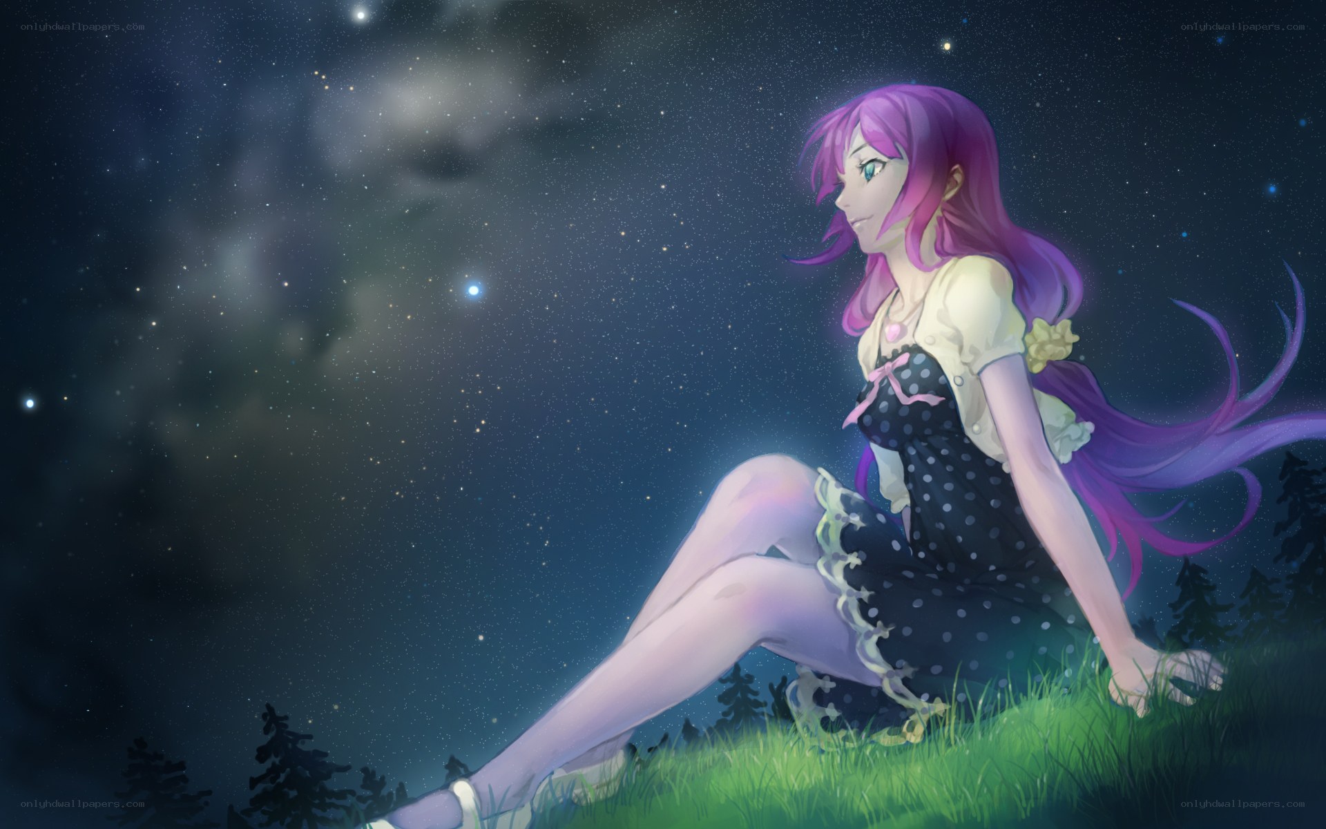 girl under starry sky