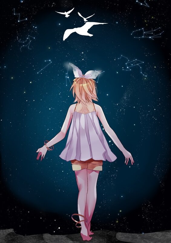 girl under starry sky