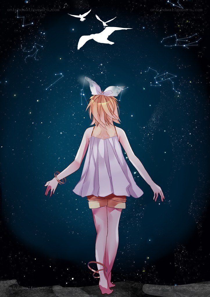 girl under starry sky