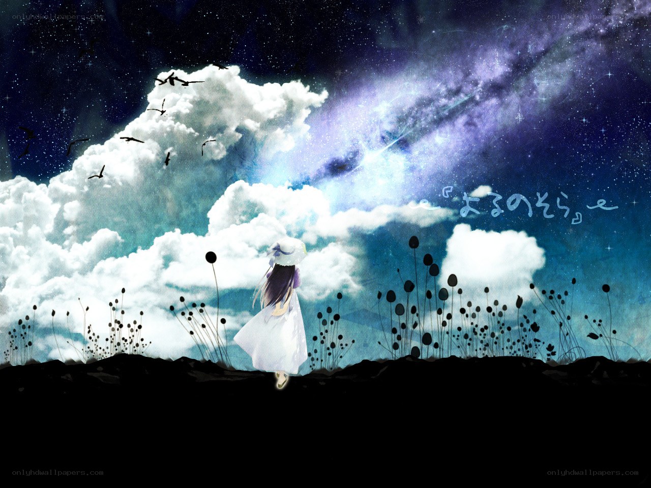 girl under starry sky