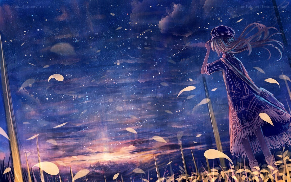 girl under starry sky