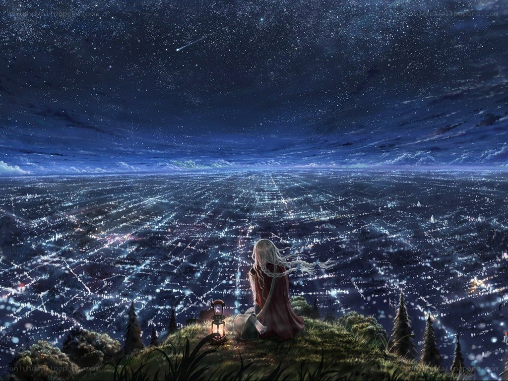girl under starry sky