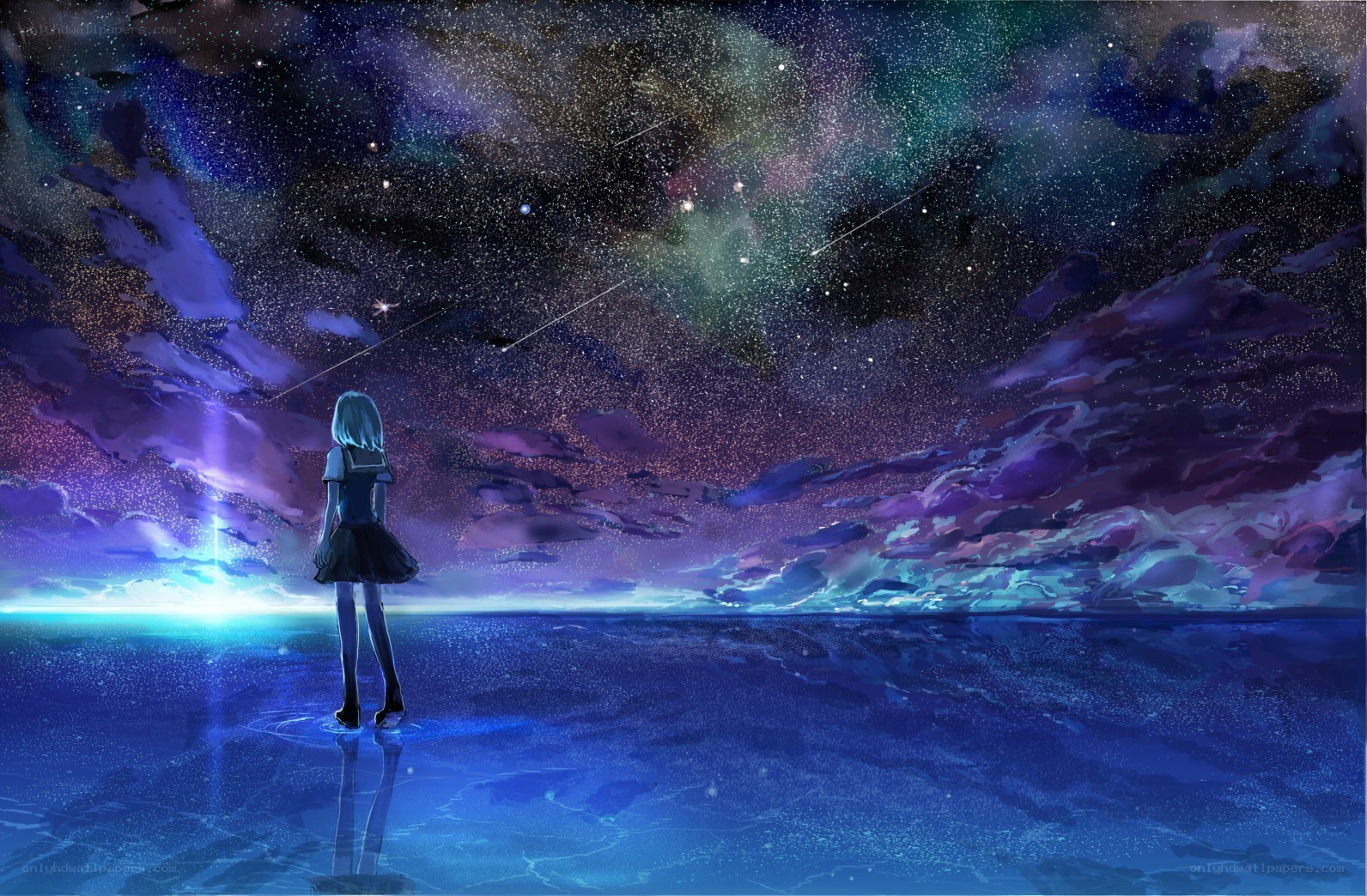 girl under starry sky