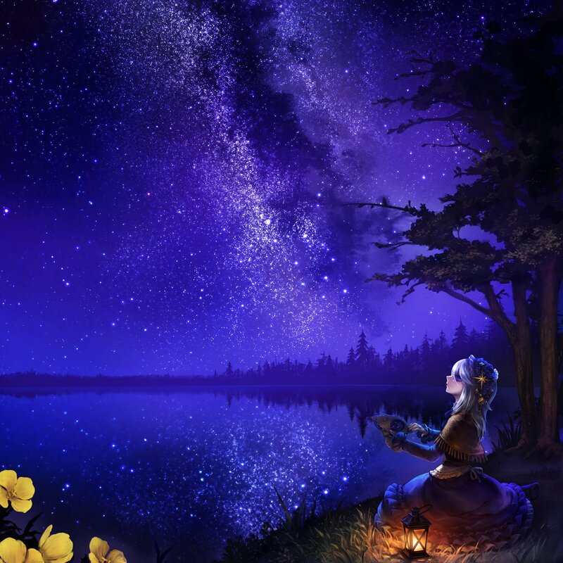 Girl under Starry Sky — Purple