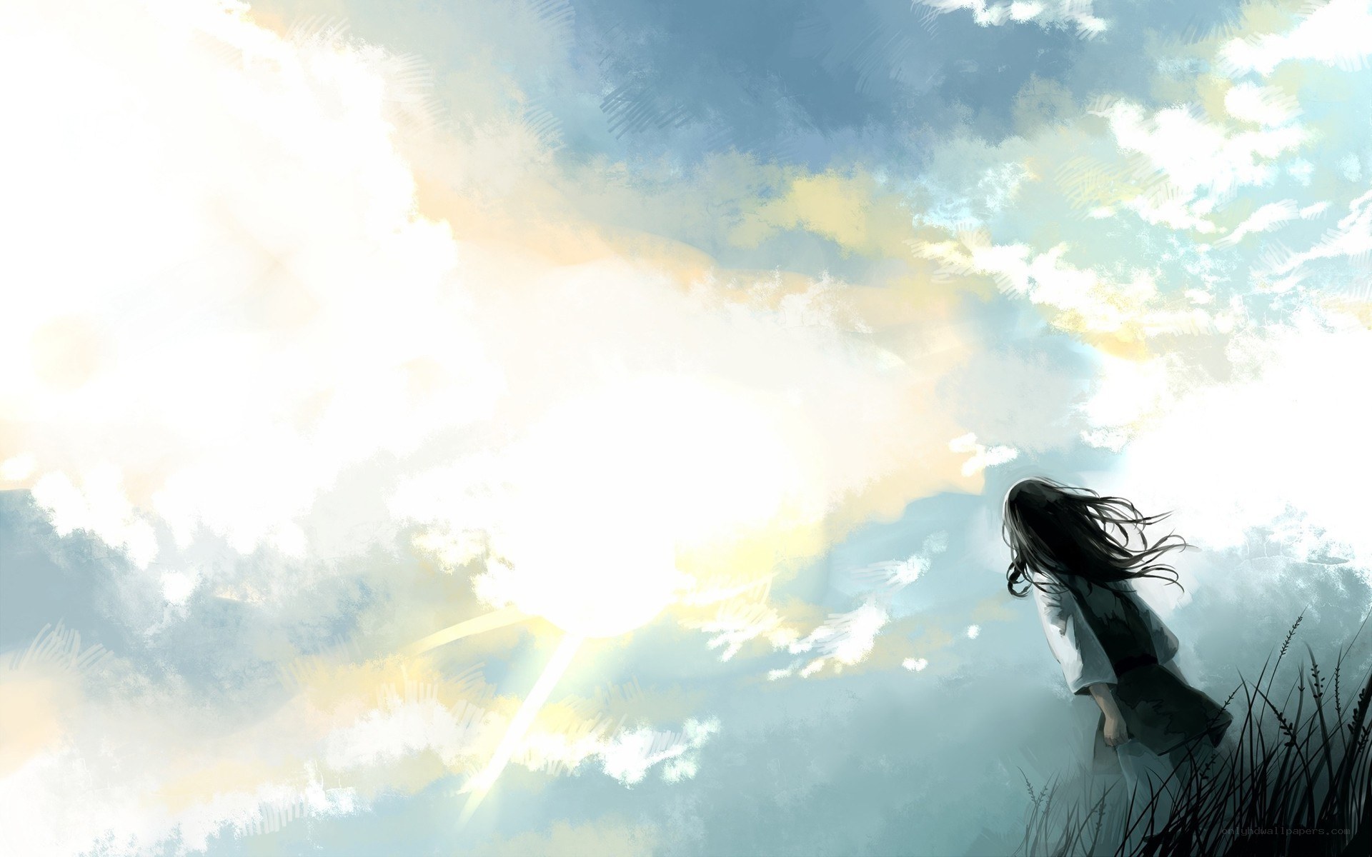 girl under the bright sky
