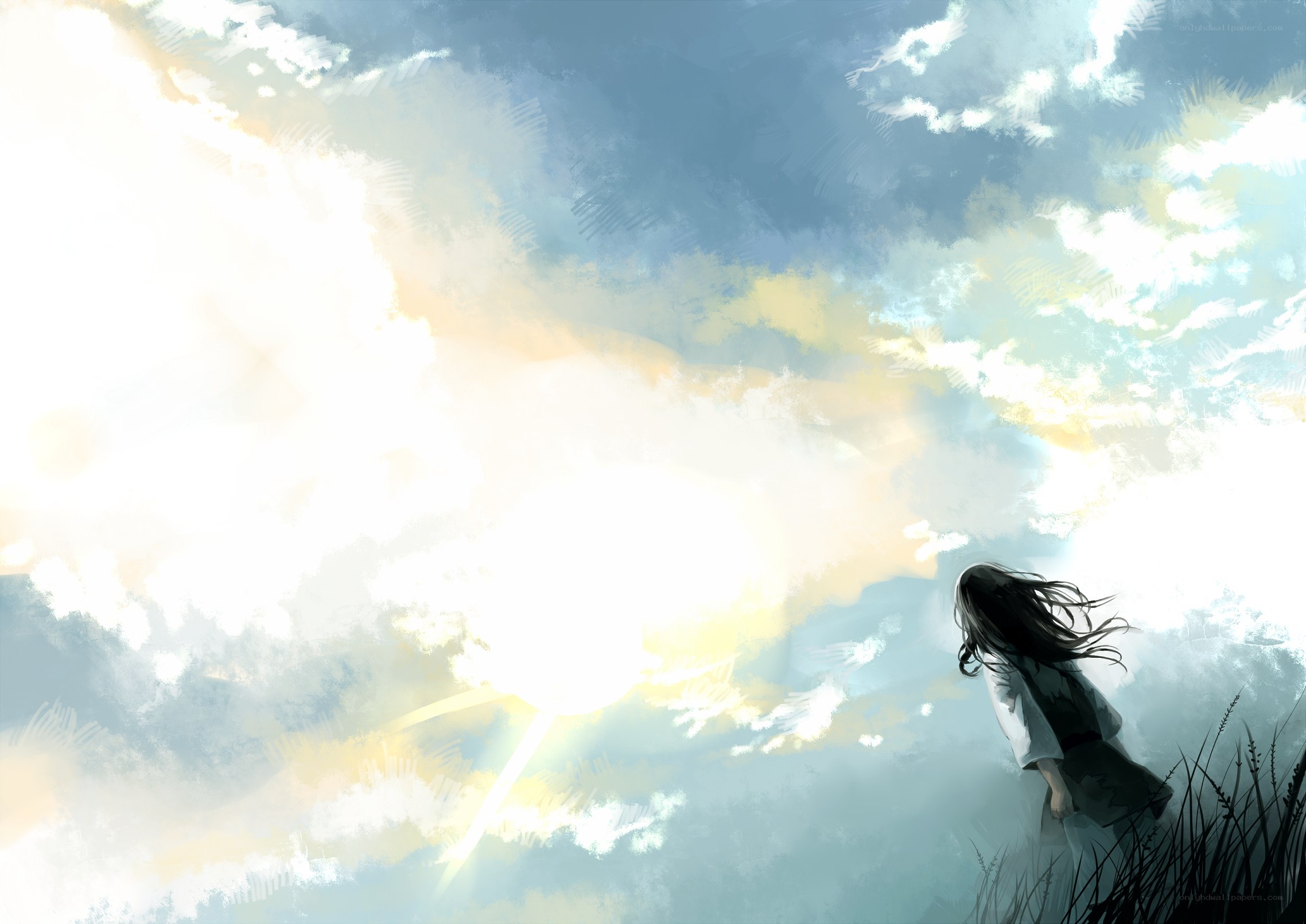 girl under the bright sky