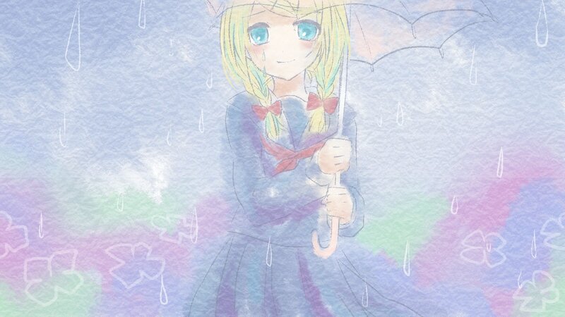girl under umbrella in rain