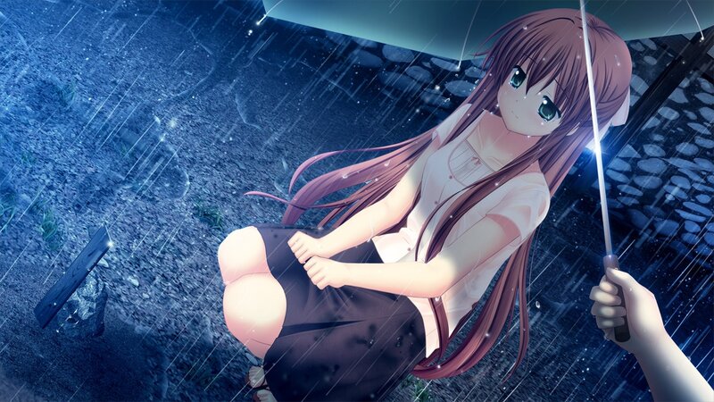 girl under umbrella in rain