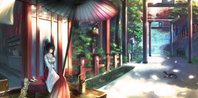 Girl under Umbrella — Red