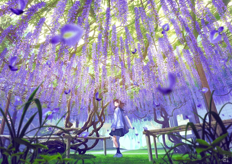 Girl under Wisteria