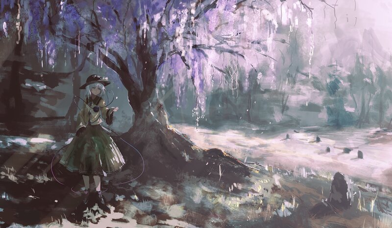 Girl under Wisteria Tree — Purple