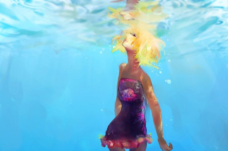 Girl Underwater in Swimsuit