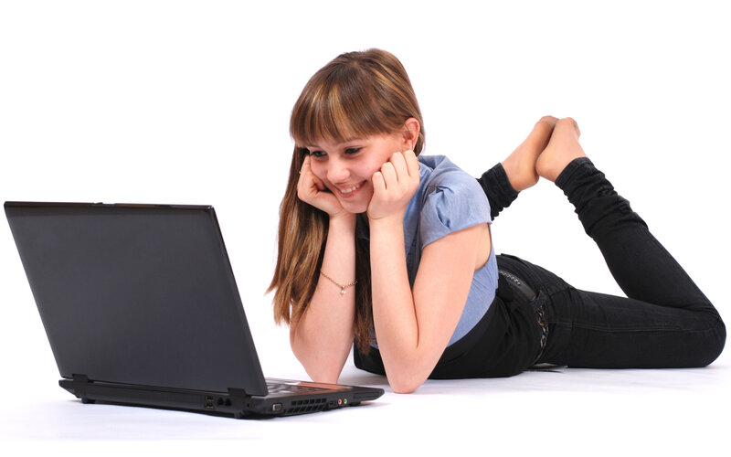Girl Using Laptop