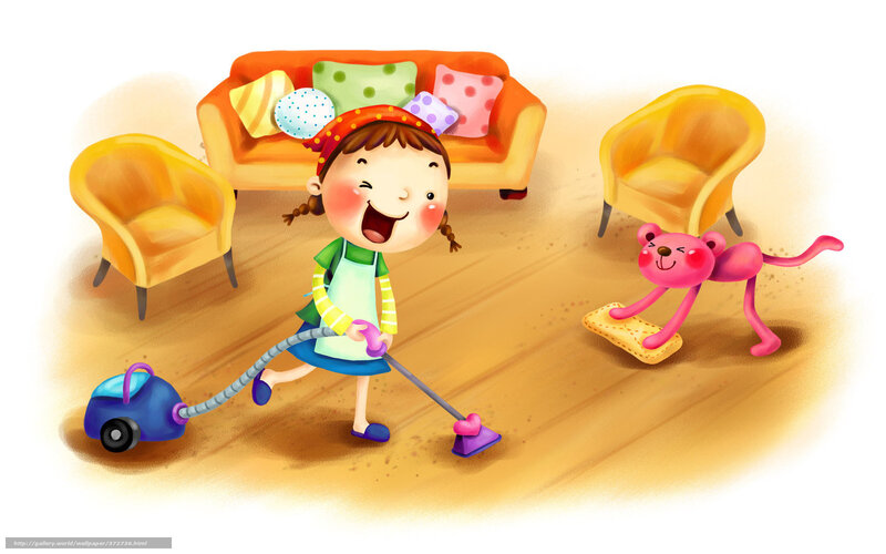 Girl Vacuuming Floor