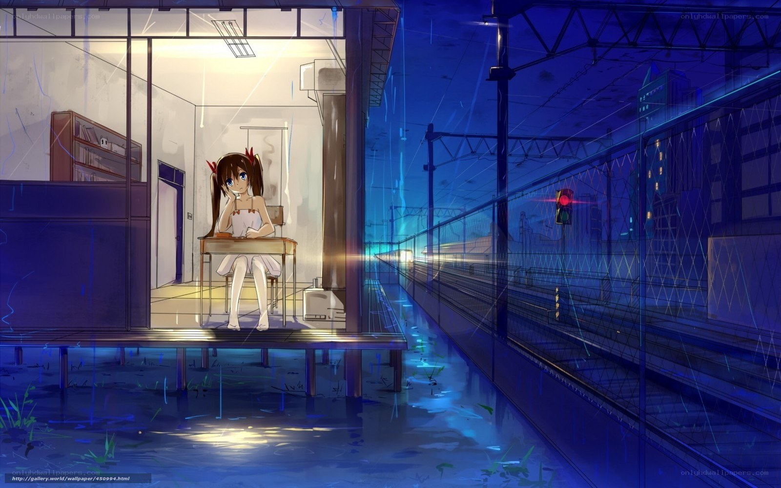 Girl waiting at train station