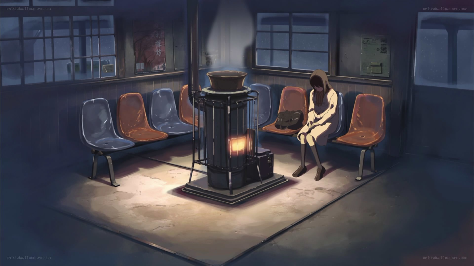 Girl waiting in a train station