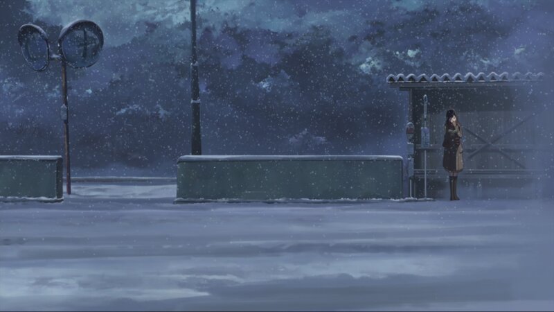 girl waiting in snowstorm