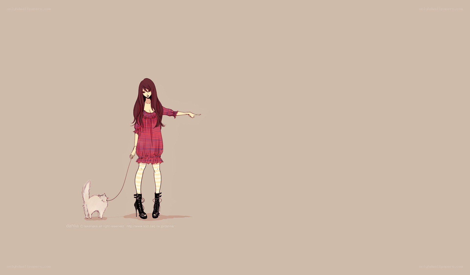 girl walking a cat