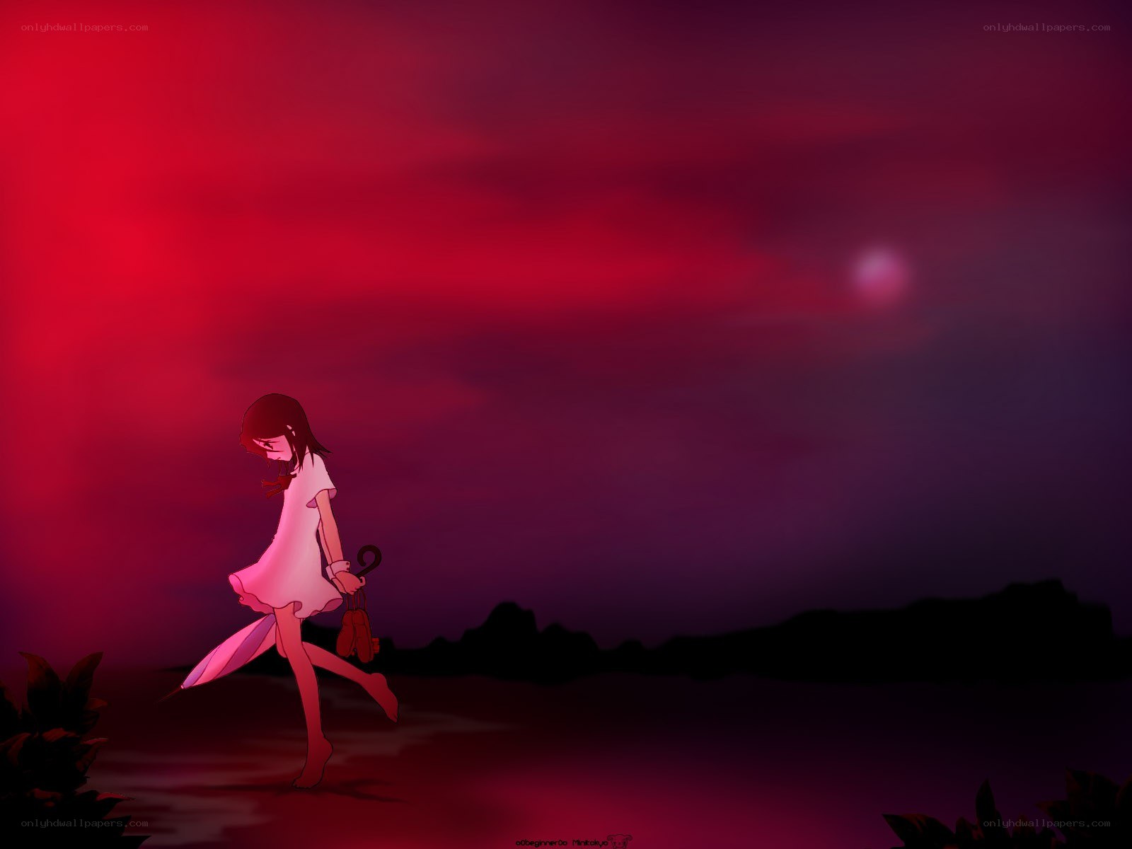 girl walking at dusk