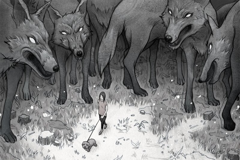 Girl Walking Dog