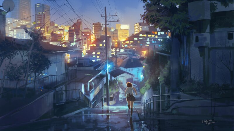 Girl Walking Down Street