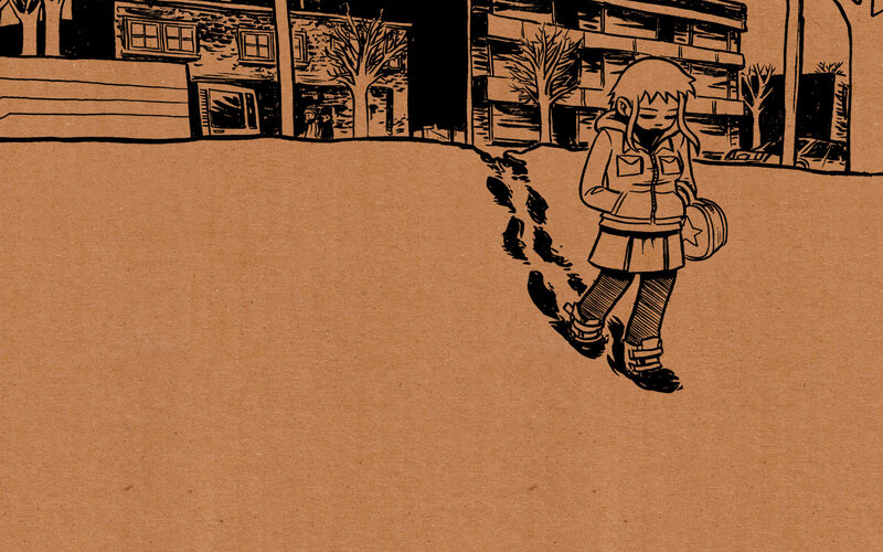Girl walking in a city
