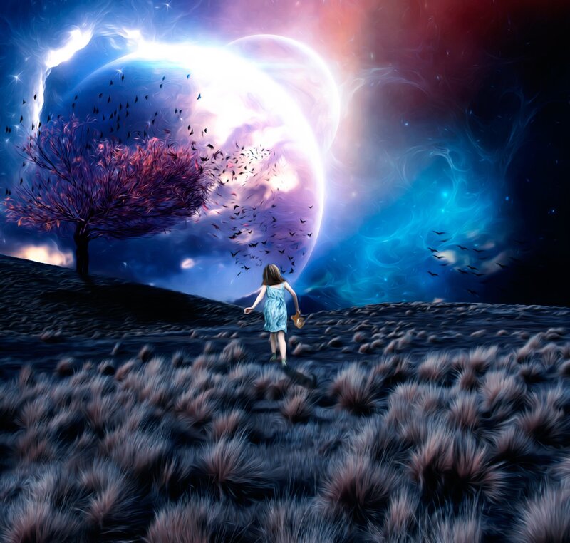 Girl Walking in Field