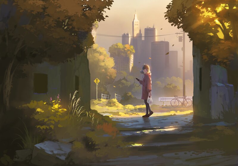 Girl Walking in Park