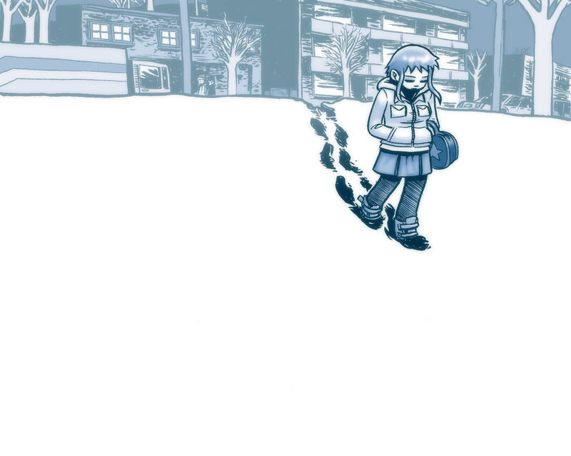 girl walking in snow