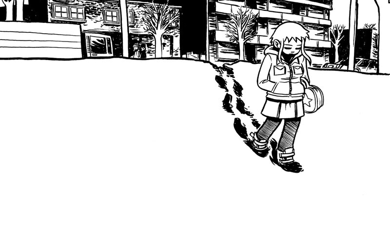 girl walking in snow