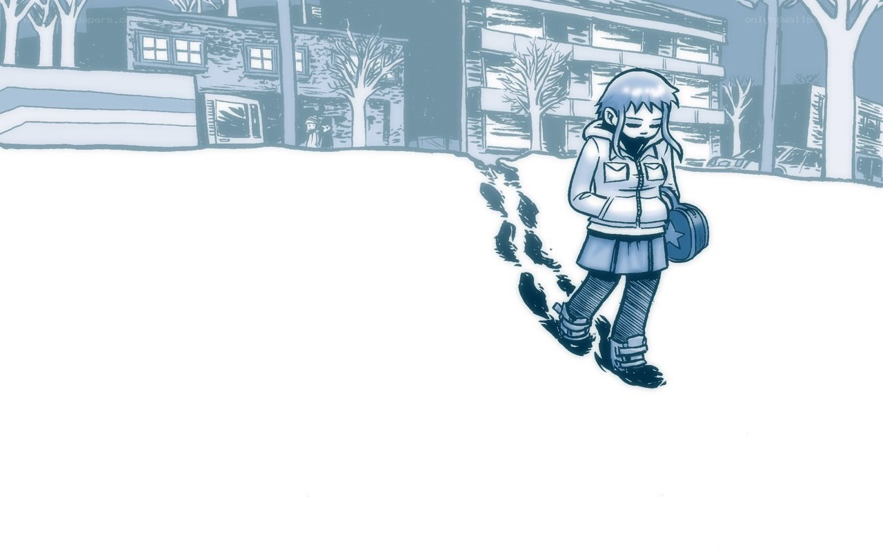 girl walking in snow