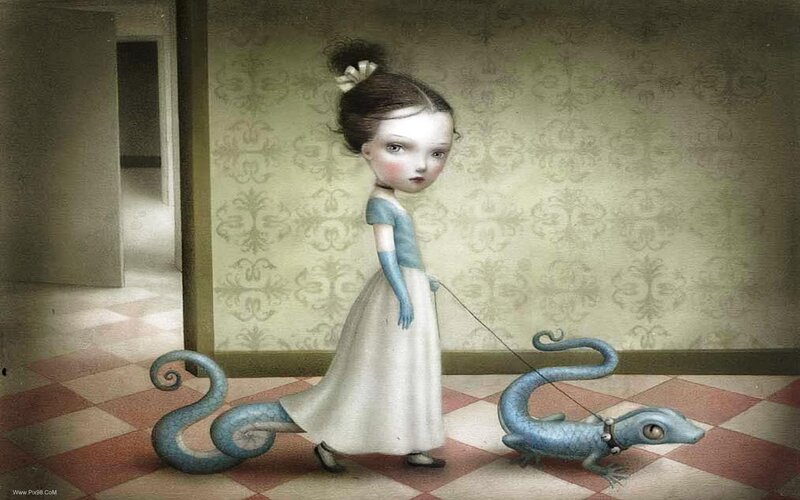 Girl Walking Lizard