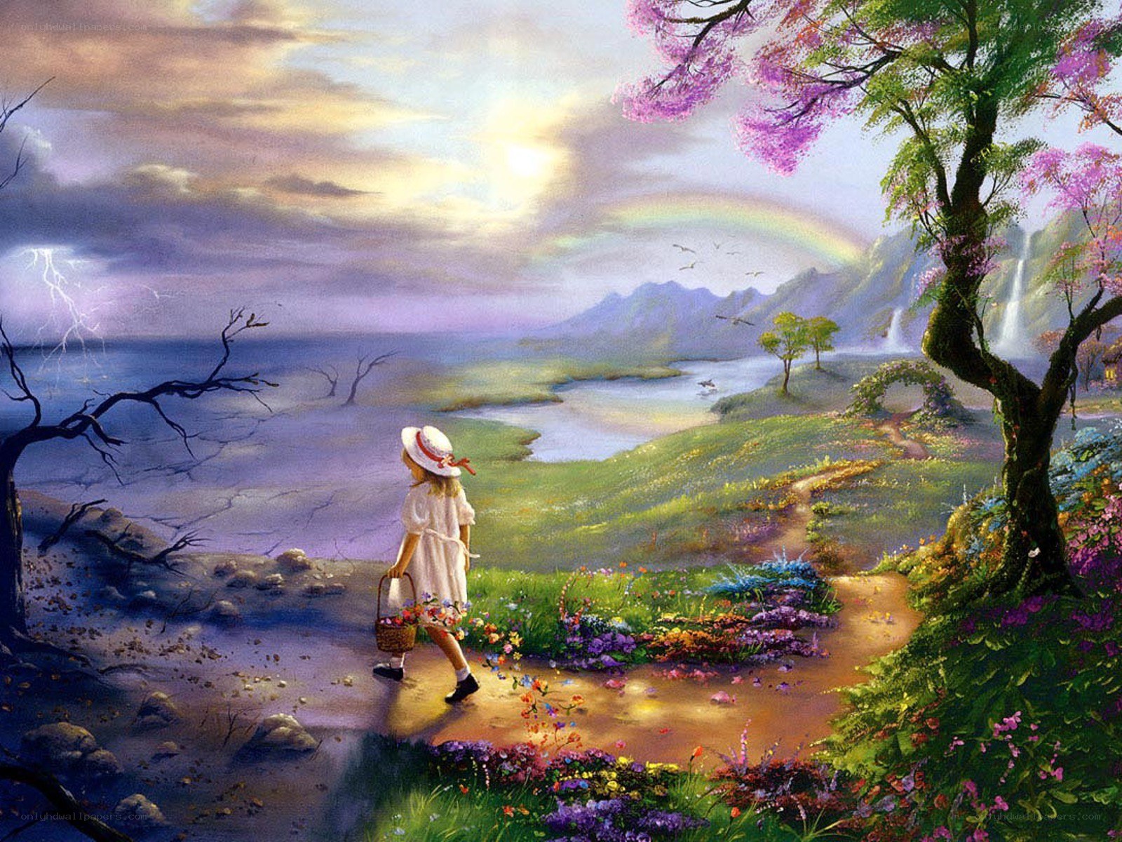 Girl walking on a path