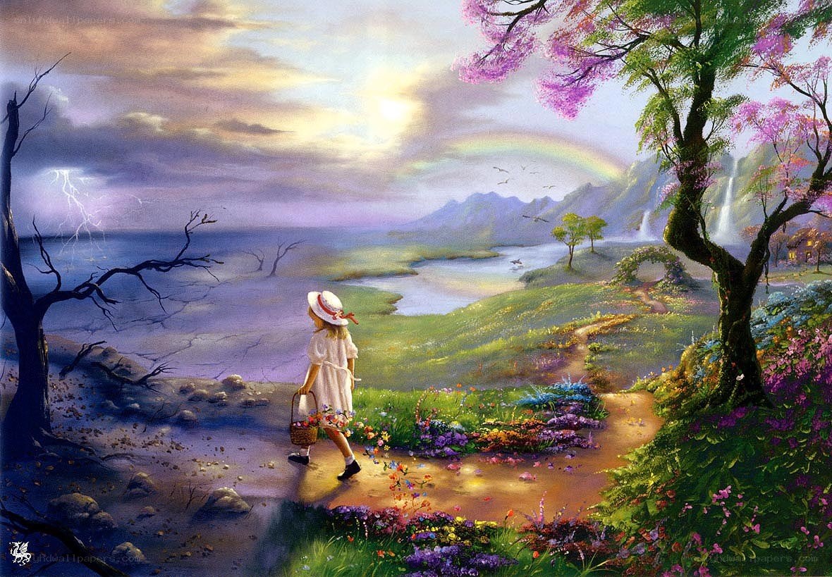 Girl walking on a path