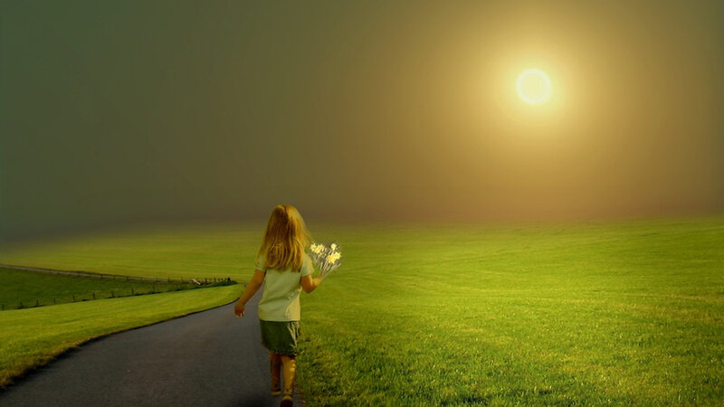 Girl Walking on Road
