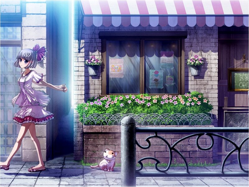 Girl Walking on Sidewalk — Purple