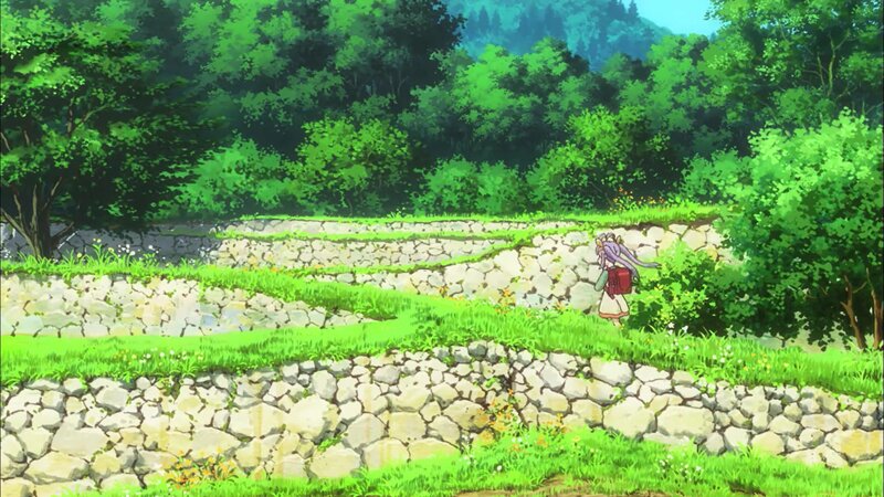 Girl Walking on Terraced Field