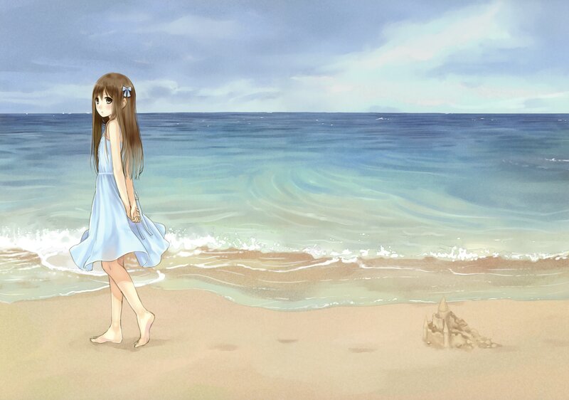 Girl walking on the beach