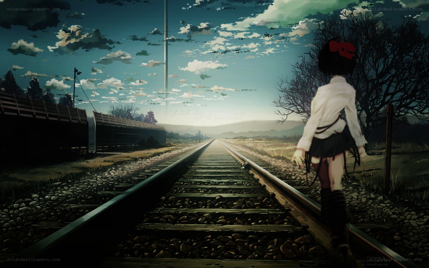 girl walking on train tracks