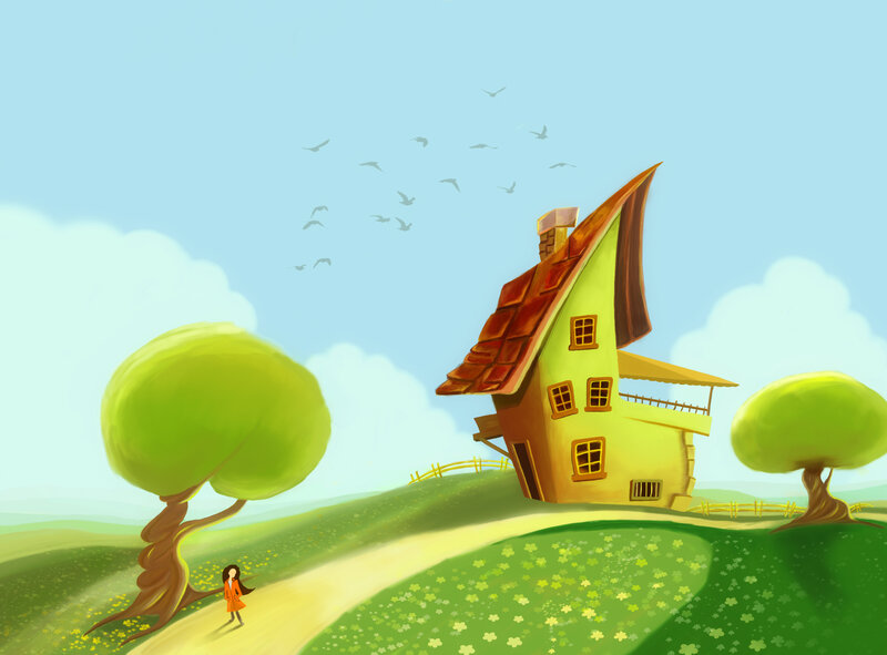 Girl Walking to House
