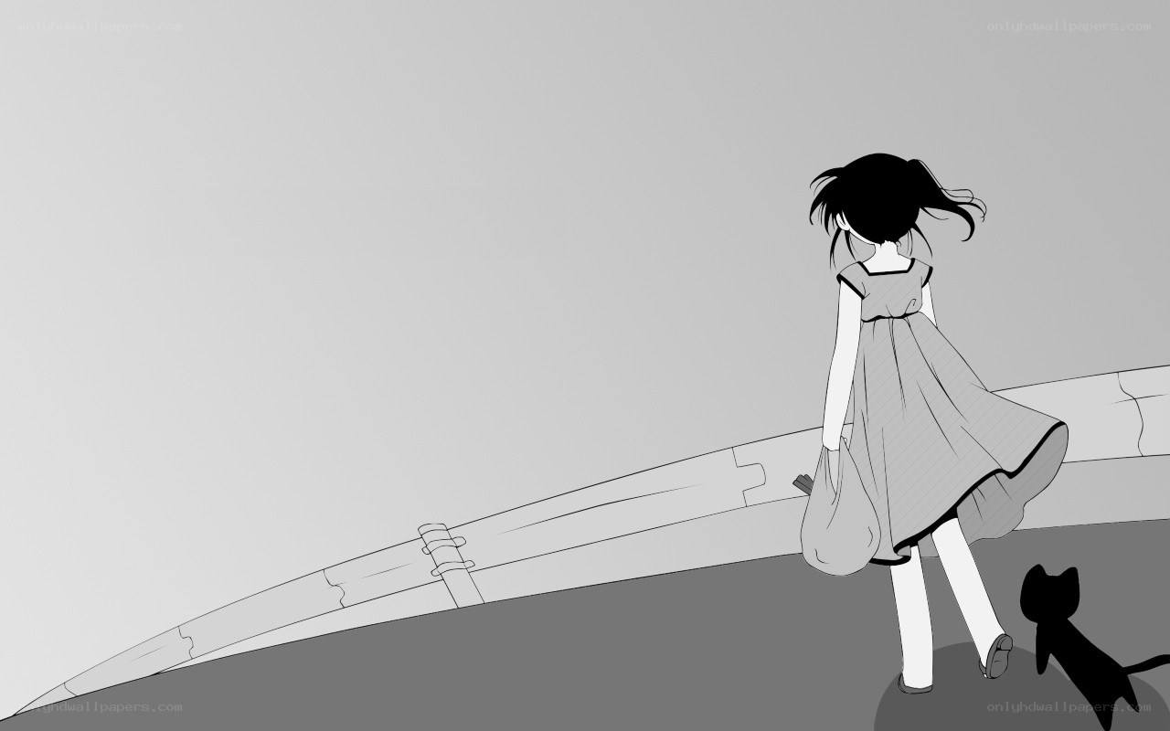 girl walking with cat